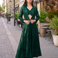 Anaita Dark-Green Georgette Stitched Shrug Suit With Embroidered Sequins Work