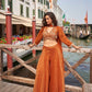 Anaita Orange Silk Stitched Suit With Embroidery Work