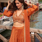Anaita Orange Silk Stitched Suit With Embroidery Work