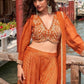 Anaita Orange Silk Stitched Suit With Embroidery Work