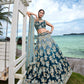 House of Panchhi Teal Padded Colour Georgette Sequins & Zarkan Embroidery Lehenga Choli & Dupatta | Swadesiicart