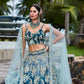 House of Panchhi Teal Padded Colour Georgette Sequins & Zarkan Embroidery Lehenga Choli & Dupatta | Swadesiicart