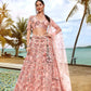 House of Panchhi Coral Net Sequins And Thread Embroidery Lehenga Choli & Dupatta | Swadesiicart