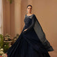 Anaita Black Chinon Silk Stitched Gown With Embroidery Work