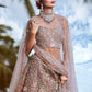 House of Panchhi Rose Gold Toned Organza Sequins & Zarkan Embroidery Lehenga Choli & Dupatta | Swadesiicart