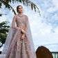 House of Panchhi Rose Gold Toned Organza Sequins & Zarkan Embroidery Lehenga Choli & Dupatta | Swadesiicart