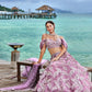House of Panchhi Mauve Organza Sequins & Zarkan Embroidery Lehenga Choli & Dupatta | Swadesiicart