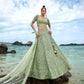 House of Panchhi Lime Green Net Sequins, Zarkan And Thread Embroidery Lehenga Choli & Dupatta | Swadesiicart