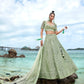 House of Panchhi Lime Green Net Sequins, Zarkan And Thread Embroidery Lehenga Choli & Dupatta | Swadesiicart