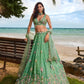 House of Panchhi Sea Green Georgette Sequins, Zarkan And Thread Embroidery Lehenga Choli & Dupatta | Swadesiicart