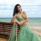 House of Panchhi Sea Green Georgette Sequins, Zarkan And Thread Embroidery Lehenga Choli & Dupatta | Swadesiicart