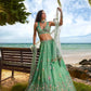 House of Panchhi Sea Green Georgette Sequins, Zarkan And Thread Embroidery Lehenga Choli & Dupatta | Swadesiicart