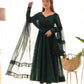 Lorenvalley Green Pure Soft Faux Georgette Lucknowi Sequence Work Anarkali Pant With Dupatta Set | Swadesiicart