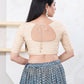 Joban Fashion Cream Tissue Elbow Sleeveless Front Open Blouse - Swadesiicart