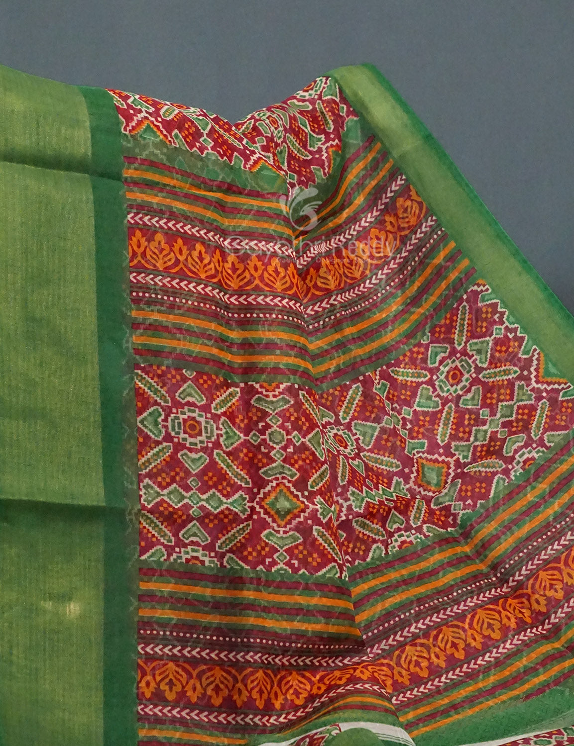 Shades of Maroon Colour Patola Design Semi Chanderi Saree By Gayathri Reddy Designer Studio | Swadesiicart