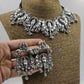 Tehzeeb Creations Women's Silver Colour Oxidised Ganesha Style Necklace Set With White Pearl - Swadesiicart