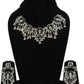 Tehzeeb Creations Women's Silver Colour Oxidised Ganesha Style Necklace Set With White Pearl - Swadesiicart