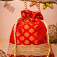 NR By Nidhi Rathi Red & Gold-Toned Embroidered Potli Clutch