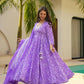 Aayaa Designer Printed Muslin Suit - Purple