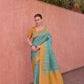Vishnu Weaves Women's Rama Tussar Silk Woven Saree with Blouse - Swadesiicart