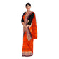 Exclusive Collection 100% Pure Cotton Orange Tant Saree With Hand Weaving Work - Swadesiicart