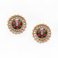 Peacock Green and Pink Stud Earring Tops for Womens by House of Ree | Swadesiicart
