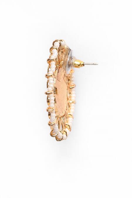 Peacock Green and Pink Stud Earring Tops for Womens by House of Ree | Swadesiicart