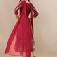 HERE&NOW Maroon & White Ethnic Motifs Embroidered Chikankari Kurta & Dupatta | Swadesiicart