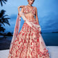 House of Panchhi Peach Net Sequins, Mirror And Thread Embroidery Lehenga Choli & Dupatta | Swadesiicart