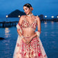 House of Panchhi Peach Net Sequins, Mirror And Thread Embroidery Lehenga Choli & Dupatta | Swadesiicart