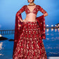 House of Panchhi Red Net Sequins, Mirror And Thread Embroidery Lehenga Choli & Dupatta | Swadesiicart