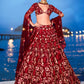 House of Panchhi Red Net Sequins, Mirror And Thread Embroidery Lehenga Choli & Dupatta | Swadesiicart