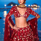 House of Panchhi Red Net Sequins, Mirror And Thread Embroidery Lehenga Choli & Dupatta | Swadesiicart