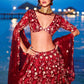 House of Panchhi Red Net Sequins, Mirror And Thread Embroidery Lehenga Choli & Dupatta | Swadesiicart