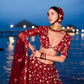 House of Panchhi Red Net Sequins, Mirror And Thread Embroidery Lehenga Choli & Dupatta | Swadesiicart