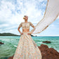 House of Panchhi Cream Net Multi Colour Sequins, Zarkans And Thread Embroidery Lehenga Choli & Dupatta | Swadesiicart