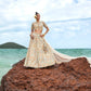 House of Panchhi Cream Net Multi Colour Sequins, Zarkans And Thread Embroidery Lehenga Choli & Dupatta | Swadesiicart
