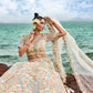 House of Panchhi Cream Net Multi Colour Sequins, Zarkans And Thread Embroidery Lehenga Choli & Dupatta | Swadesiicart