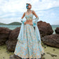House of Panchhi Turquoise Blue Net Multi Colour Sequins, Zarkans And Thread Embroidery Lehenga Choli & Dupatta | Swadesiicart