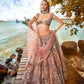 House of Panchhi Peach Organza Sequins, Moti And Thread Embroidery Lehenga Choli & Dupatta | Swadesiicart