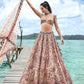 House of Panchhi Peach Organza Sequins, Moti And Thread Embroidery Lehenga Choli & Dupatta | Swadesiicart