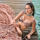 House of Panchhi Peach Organza Sequins, Moti And Thread Embroidery Lehenga Choli & Dupatta | Swadesiicart