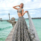 House of Panchhi Grey Organza Sequins, Moti And Thread Embroidery Lehenga Choli & Dupatta | Swadesiicart