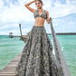 House of Panchhi Grey Organza Sequins, Moti And Thread Embroidery Lehenga Choli & Dupatta | Swadesiicart