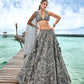 House of Panchhi Grey Organza Sequins, Moti And Thread Embroidery Lehenga Choli & Dupatta | Swadesiicart