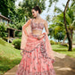 House of Panchhi Peach Pure Georgette Sequins, Zarkan And Thread Embroidery Lehenga Choli & Dupatta | Swadesiicart