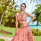 House of Panchhi Peach Pure Georgette Sequins, Zarkan And Thread Embroidery Lehenga Choli & Dupatta | Swadesiicart