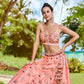 House of Panchhi Peach Pure Georgette Sequins, Zarkan And Thread Embroidery Lehenga Choli & Dupatta | Swadesiicart
