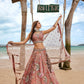 House of Panchhi Rose Gold Net Sequins, Moti, Mirror And Thread Embroidery Lehenga Choli & Dupatta | Swadesiicart