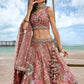 House of Panchhi Rose Gold Net Sequins, Moti, Mirror And Thread Embroidery Lehenga Choli & Dupatta | Swadesiicart